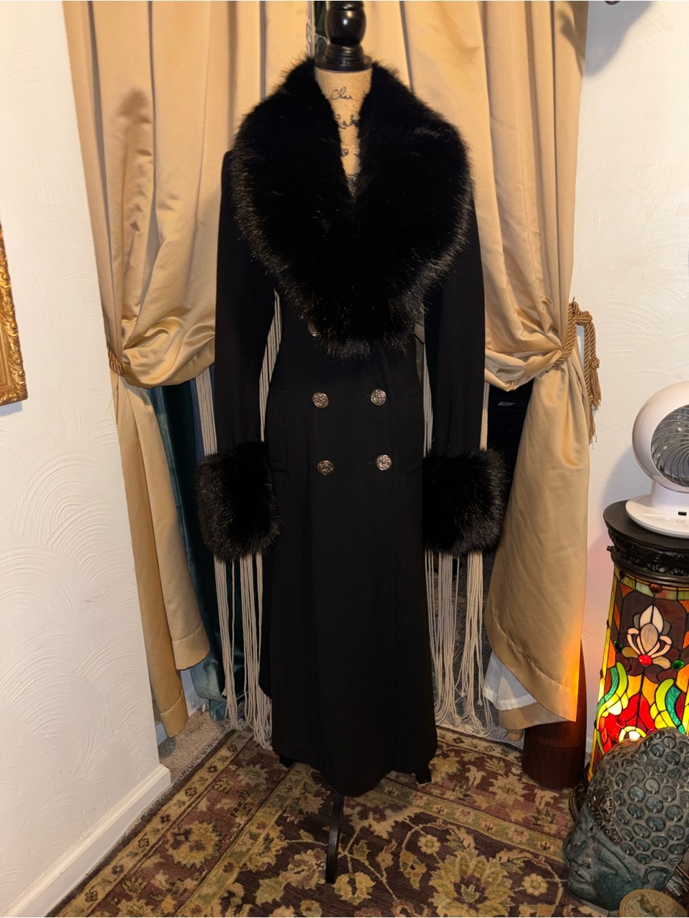 ❄️TALBOTS❄️WOOL DOUBLE BREASTED TRENCH❄️FUR COLLAR/CUFFS